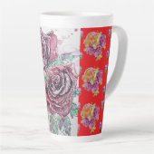 Red Rose Waterverf Viola Shabby floral Latte Mok (Rechterhoek)