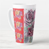 Red Rose Waterverf Viola Shabby floral Latte Mok (Linkerhoek)