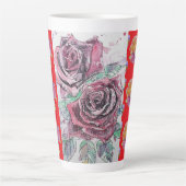 Red Rose Waterverf Viola Shabby floral Latte Mok (Voorkant)