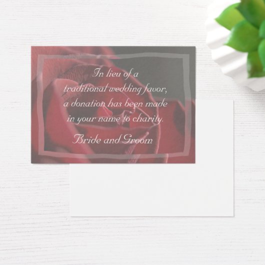 Red Rose Wedding Charity Favor Kaart (Bureau)