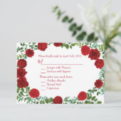 Red Rose Wedding Elegant Classic Kaart (Staand voorkant)