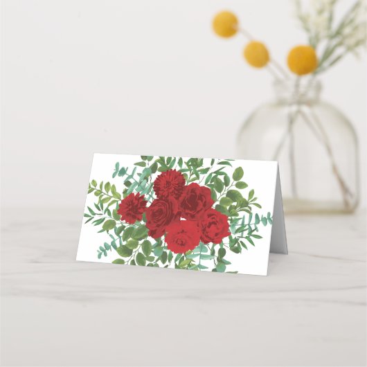 Red Rose Wedding Elegant Classic Plaatskaartje (Achterkant)