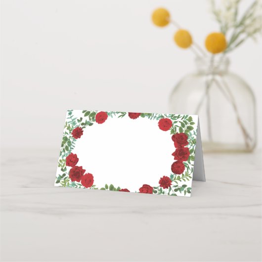Red Rose Wedding Elegant Classic Plaatskaartje (Voorkant)