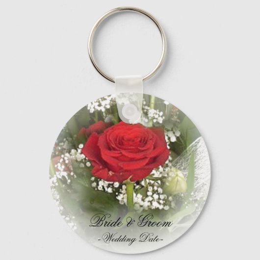 Red Rose Wedding Favor Sleutelhanger (Voorkant)