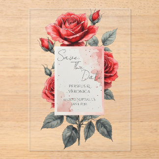 Red Rose Wedding Invitation Acryl Uitnodigingen