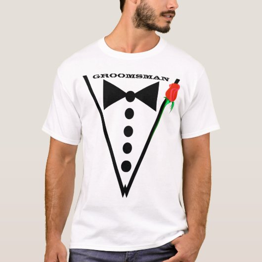 Red Rose Wedding Party Groomsman of Best Man T-shirt (Voorkant)