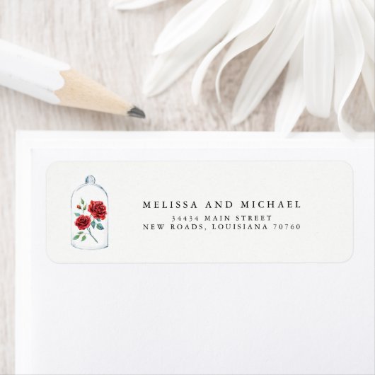 Red Rose Wedding Return Address Labels (Insitu)