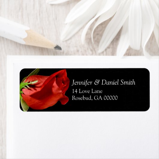 Red Rose Wedding Return Address Labels (Insitu)