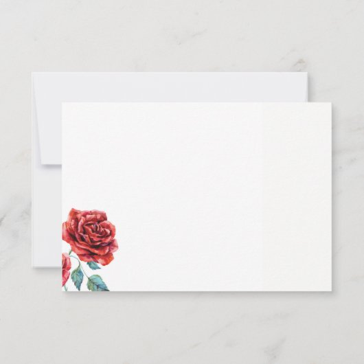 Red Rose Wedding RSVP Kaarten (Achterkant)