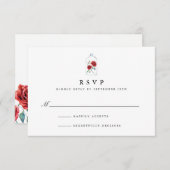 Red Rose Wedding RSVP Kaarten (Voorkant / Achterkant)