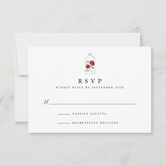 Red Rose Wedding RSVP Kaarten Kaartje (Voorkant)
