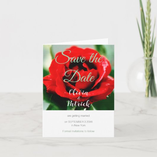 Red Rose Wedding Save the Date (Voorkant)
