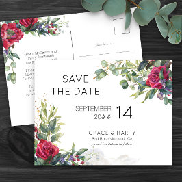 Red Rose Wedding Save the Date Aankondigingskaart