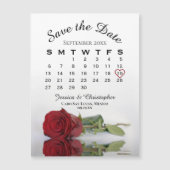 Red Rose Wedding Save the Date Calendar Magnet (Voorkant)