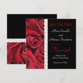 Red Rose Wedding Save the Date Card (Voorkant / Achterkant)