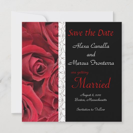 Red Rose Wedding Save the Date Card (Voorkant)