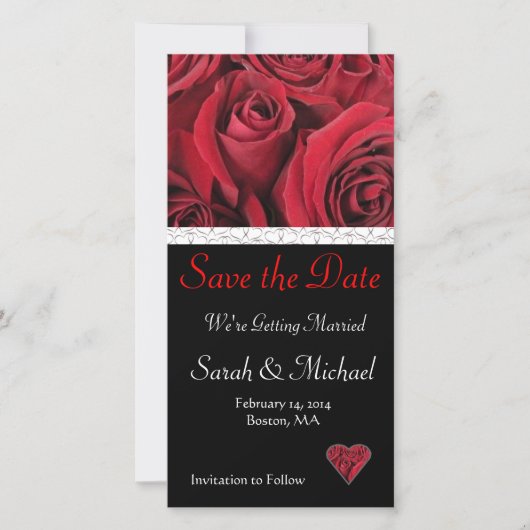 Red Rose Wedding Save the Date Kaart (Voorkant)