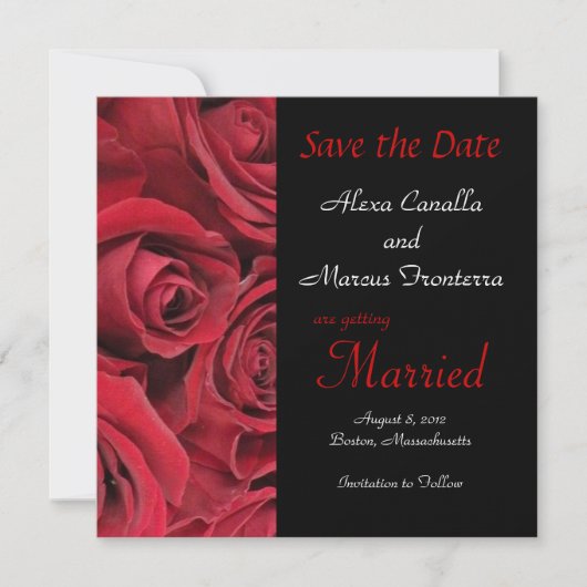 Red Rose Wedding Save the Date Notice Card (Voorkant)