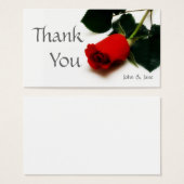 Red rose Wedding thank you card Visitekaartjes (Voorkant /achterkant)