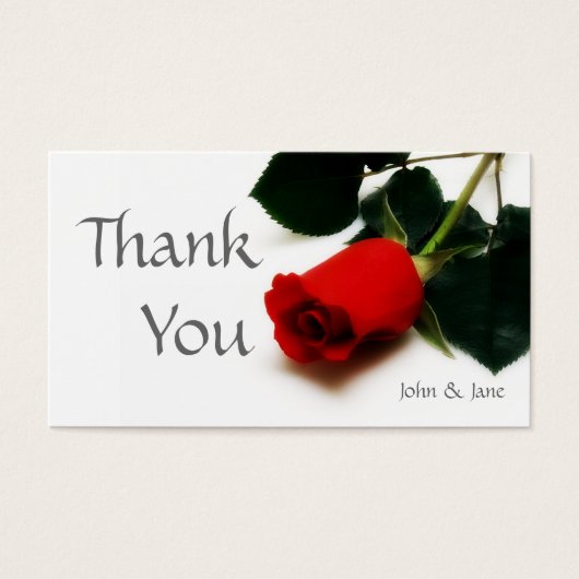 Red rose Wedding thank you card Visitekaartjes (Voorkant)