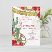 Red Rose Western Charra Mis Quince Kaart (Staand voorkant)