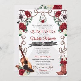 Red Rose Western Quinceañera Elegant Charra Kaart