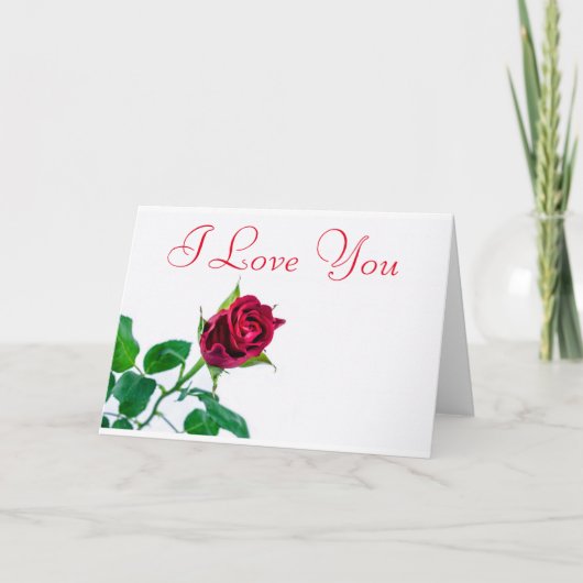 Red Rose White Achtergrond Ik hou van je Feestdagen Kaart (Voorkant)