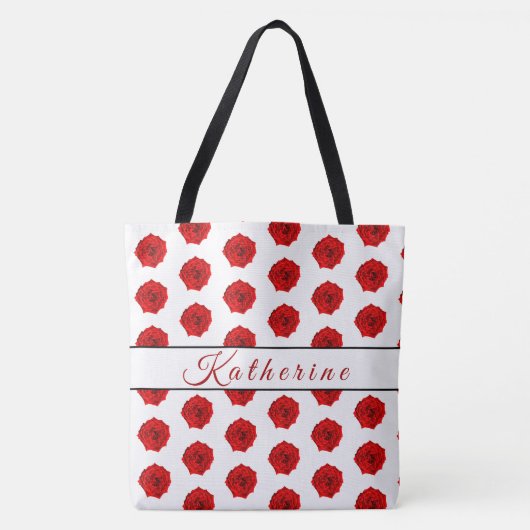 Red Rose White gepersonaliseerd Tote Bag (Voorkant)