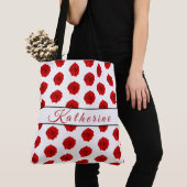 Red Rose White gepersonaliseerd Tote Bag (Dichtbij)