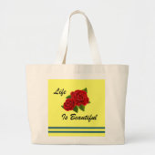 Red Rose White Grote Tote Bag (Voorkant)