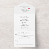 Red Rose White Wedding All In One Uitnodiging (Binnen)