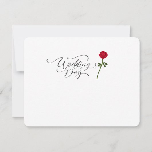 Red Rose White Wedding RSVP Kaartje (Achterkant)