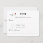 Red Rose White Wedding RSVP Kaartje (Voorkant)