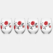 Red rose wijnglas zonder voet (Voorkant)