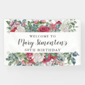 Red Rose Winter Botanical 60th Birthday Spandoek (Horizontaal)