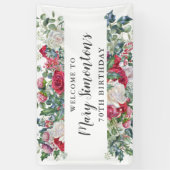 Red Rose Winter Botanical 70th Birthday Spandoek (Verticaal)