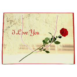 Red Rose Winter Frost I love You design Groot Cadeauzakje