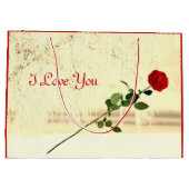 Red Rose Winter Frost I love You design Groot Cadeauzakje (Achterkant)