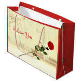 Red Rose Winter Frost I love You design Groot Cadeauzakje (Voorkant Gekanteld)