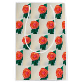 Red Rose with Green Leaves Medium Cadeauzakje (Voorkant)