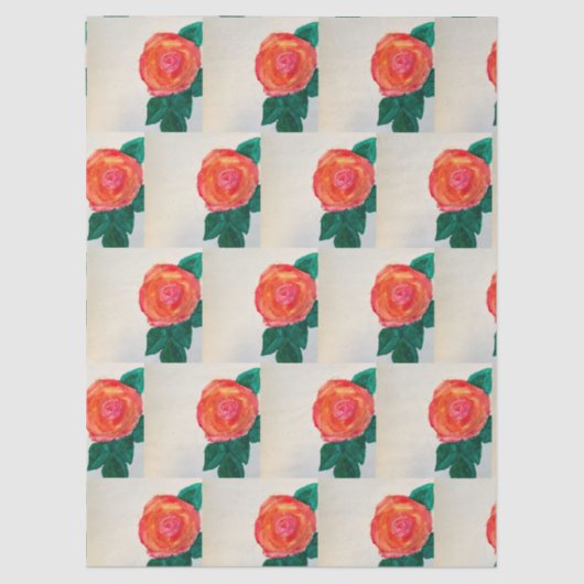 Red Rose with Green Leaves Tissuepapier (Voorkant)