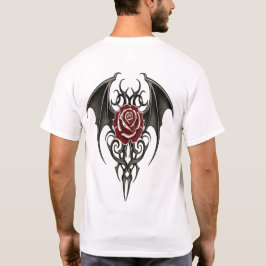 Red Rose with Tribal Wings T-shirt