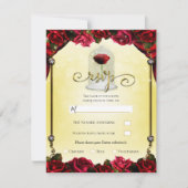 Red Rose Yellow Gold Princess RSVP Kaart (Voorkant)