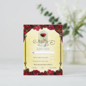 Red Rose Yellow Gold Princess RSVP Kaart (Staand voorkant)