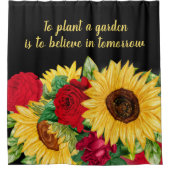 Red Rose Yellow Sunflower Black Inspiration Quote Douchegordijn (Voorkant)