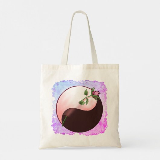 Red Rose yin yang canvas tas (Achterkant)