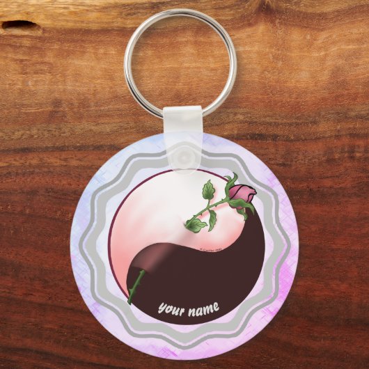 Red Rose yin yang sleutelhanger (Voorkant)