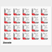 Red Rose Zwart Bloeiende Bruiloft Dank U Vierkante Sticker (Vel)