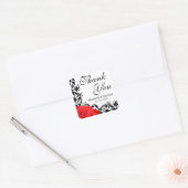 Red Rose Zwart Bloeiende Bruiloft Dank U Vierkante Sticker (Envelop)