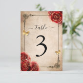 Red Rose Zwart Goud Tafel Aantal Kaarten (Staand voorkant)